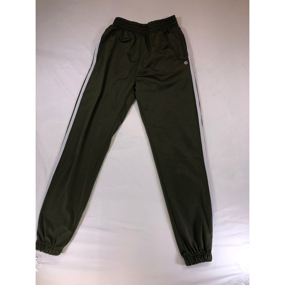 RBX Boys Olive Green Track Pants White Side Stripe Joggers Size L 14/16